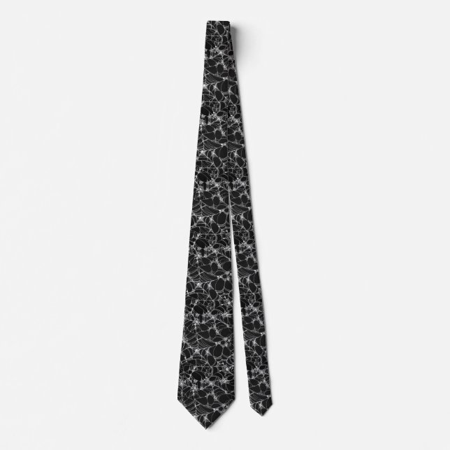 Black and White Spiderweb Halloween Tie (Front)