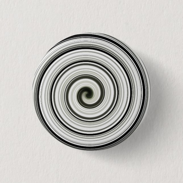 Black and white spiral 1 inch round button (Front)