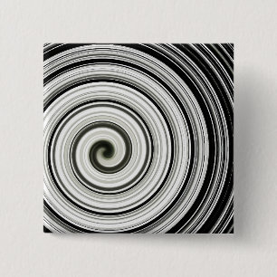 Black and white spiral 2 inch square button