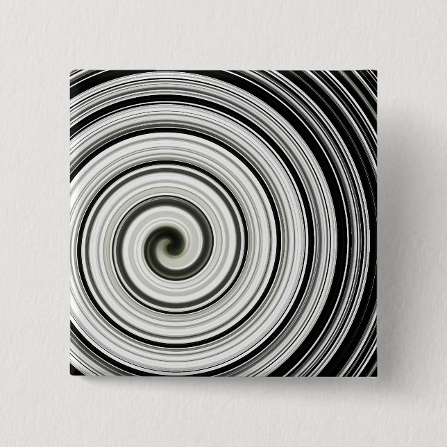 Black and white spiral 2 inch square button (Front)