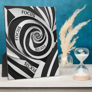 Black and White Spiral "Focus" Plaque