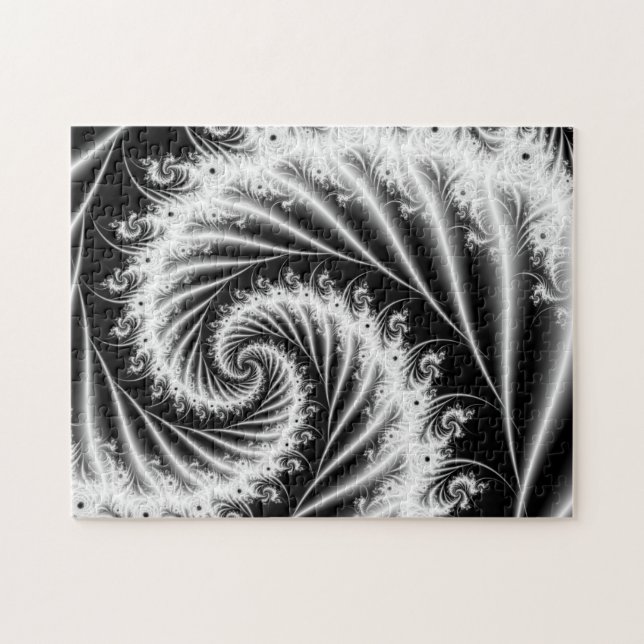 Black and White Spiral Fractal Jigsaw Puzzle (Horizontal)