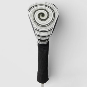 Black and white spiral golf head cover