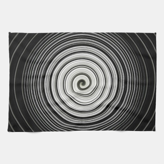 Black and white spiral kitchen towel (Horizontal)