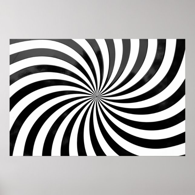 Black and White Spiral Optical Illusion Poster (Front)