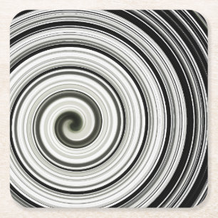 Black and white spiral Paper Coaster
