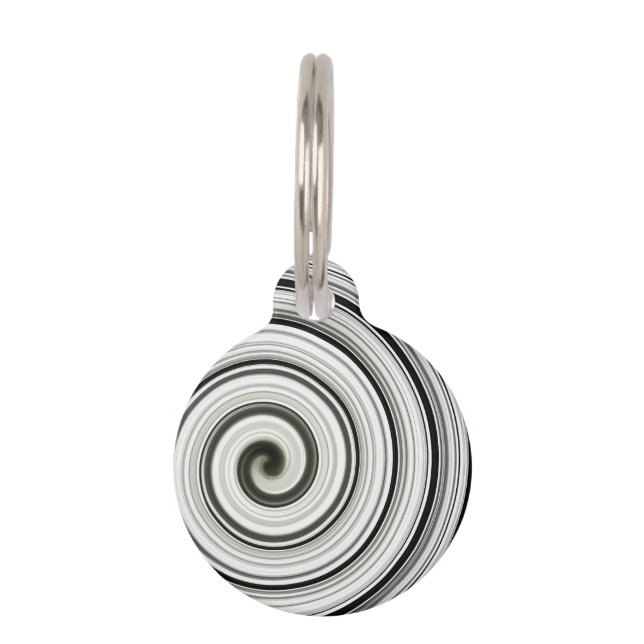 Black and white spiral pet tag (Front)