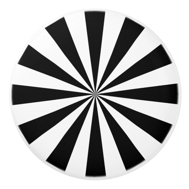 Black and white spiral pinwheel ceramic knob (Front)