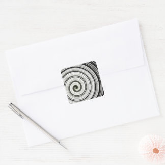 Black and white spiral square sticker