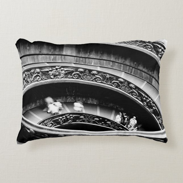 Black and White Spiral Staircase Accent Pillow (Front)