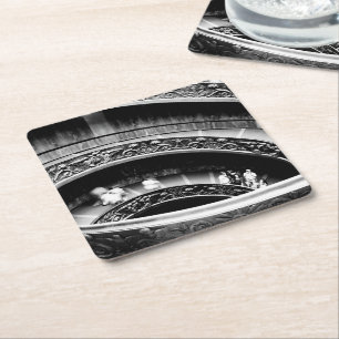 Black and White Spiral Staircase Paper Coaster