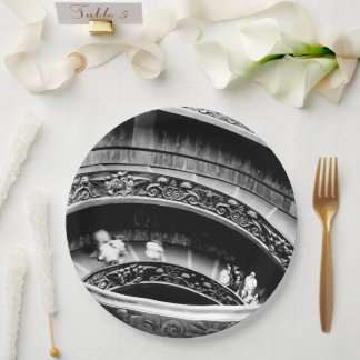 Black and White Spiral Staircase Paper Plate