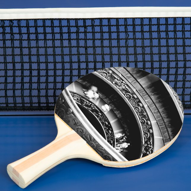 Black and White Spiral Staircase Ping Pong Paddle (Insitu)