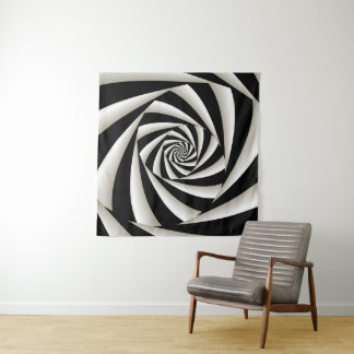 Black and White Spiral Tapestry