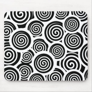 Black and white spirals vector pattern mouse pad