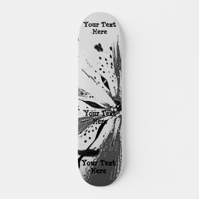 black and white splashes abstract street art style skateboard (Front)