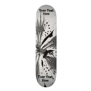 black and white splashes abstract street art style skateboard