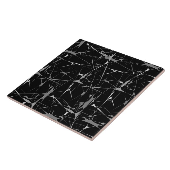 Black and White Splatter Abstract Print Tile (Side)