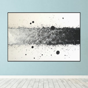 Black and White Splatter Band Abstract Wall Art