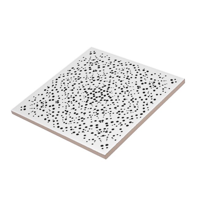 Black And White Splatter Dot Art Pattern Abstract  Tile (Side)