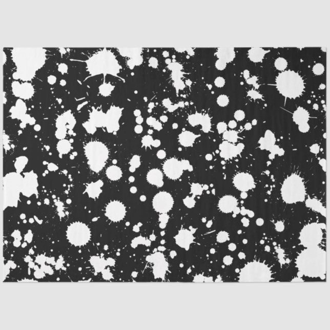 Black and White Splatter Paint Art Tissue Paper (Front)