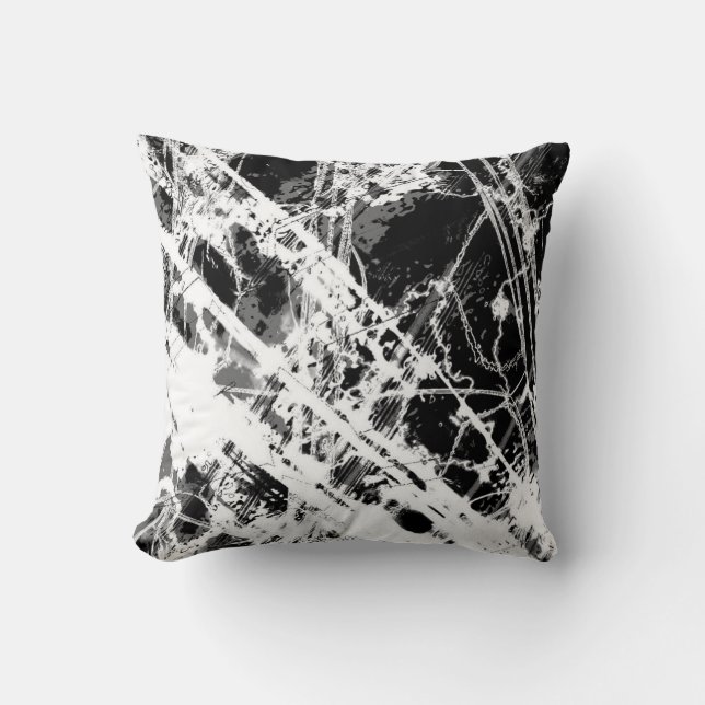 Black and White Splatter Throw Pillow (Front)