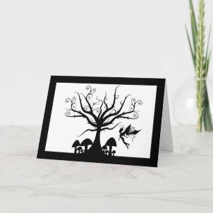 Black and White Spooky Fairy Birthday Card