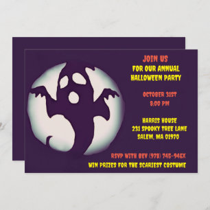 Black and White Spooky Halloween Ghostly  Party Invitation
