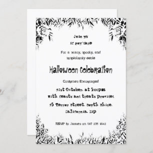 Black and White Spooky Halloween Invitation