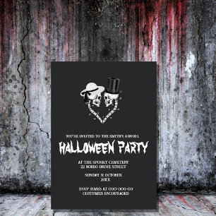 black and white  spooky halloween invitation