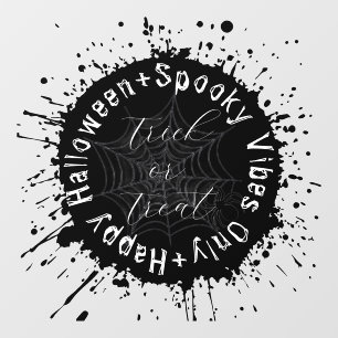 Black and White Spooky Trick or Treat Halloween Window Cling