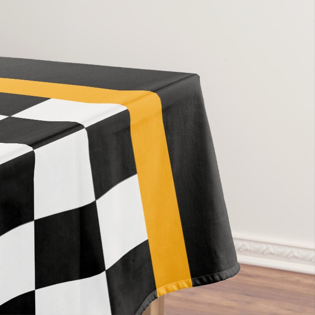 Black And White Sport Check Tablecloth (In Situ)
