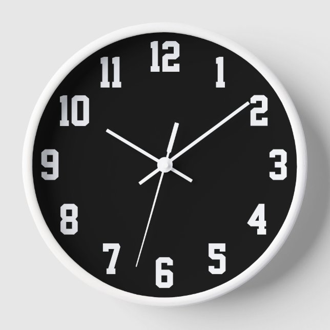 Black and White Sports Numbers Clock (Front)