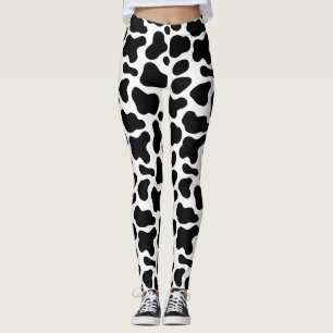 black and white spots, cow pattern leggings