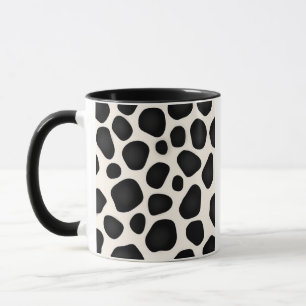 Black and white spots cow print mug