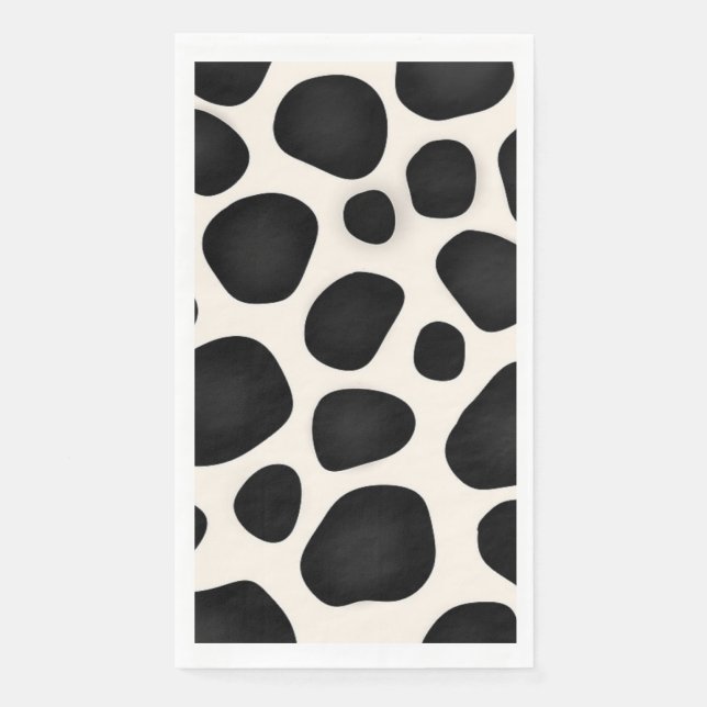 Black and white spots cow print napkin (Front)