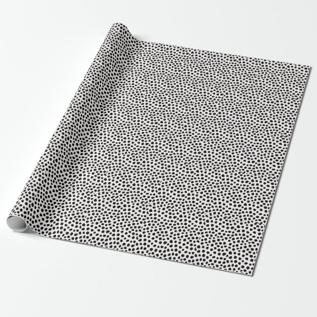 Black and White Spotted Pattern Wrapping Paper (Unrolled)