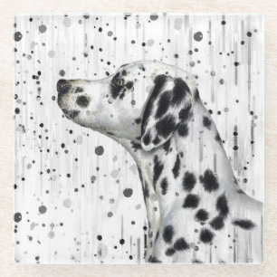 Black and White Spotty Dalmatian Dog Glass Coaster