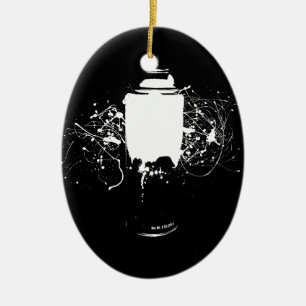 Black and White Spray Paint Can Splatter Art Ceramic Ornament