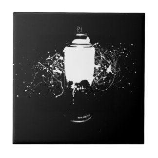 Black and White Spray Paint Can Splatter Art Tile