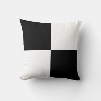 Black and white squad chequered minimalist pattern throw pillow