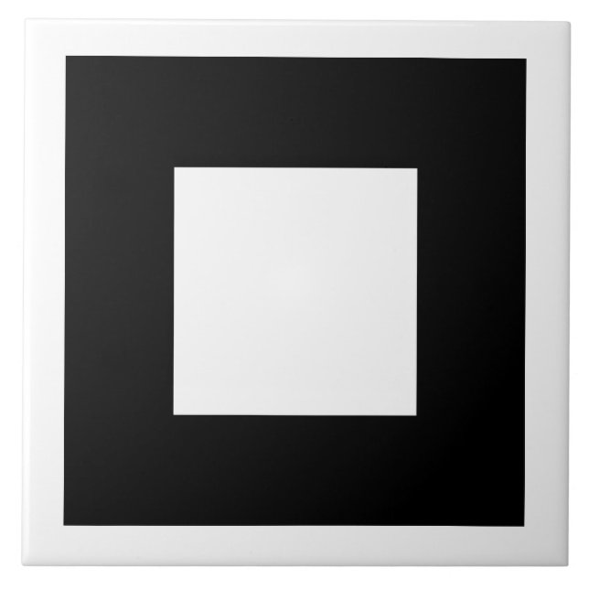 Black and White Square Design. Tile (Front)