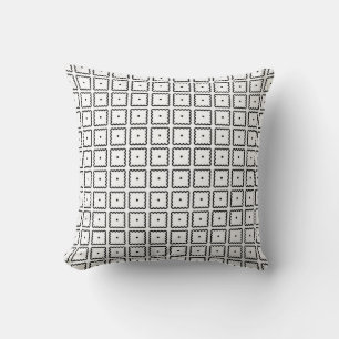 Black and White Square Dot Pattern Throw Pillow