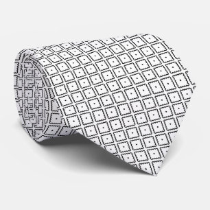 Black and White Square Dot Pattern Tie