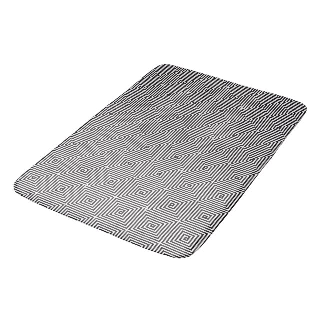 Black and White square seamless geometric pattern Bath Mat (Angled)
