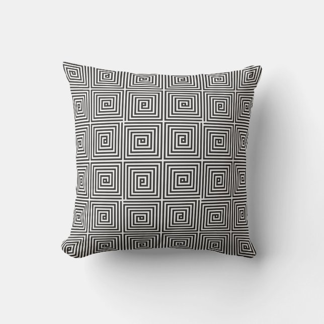 Black and White square seamless geometric pattern Throw Pillow (Front)
