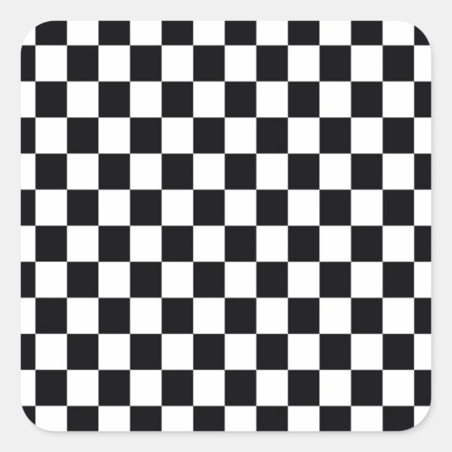 Black and White Square Square Sticker (Front)