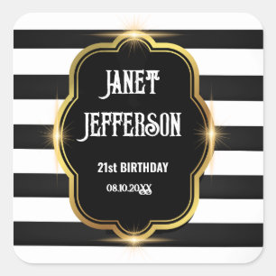 Black and White Square Sticker