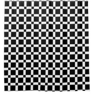 Black and White Square Tile Shower Curtain
