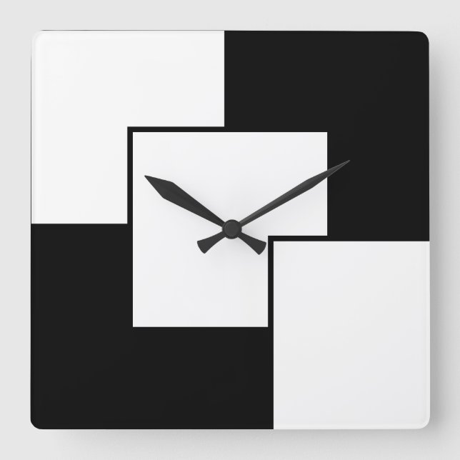 Black And White  Square Wall Clock (Front)
